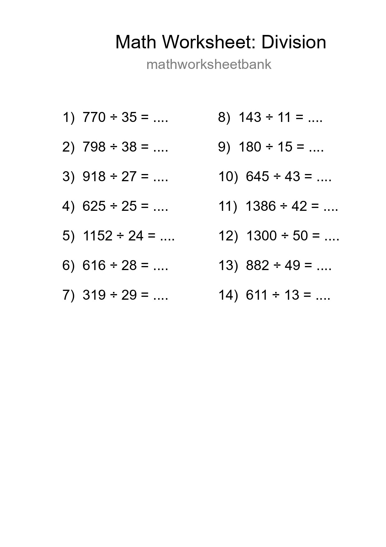 Free 14 Division Math Worksheet For Grade 2 - Part 244
