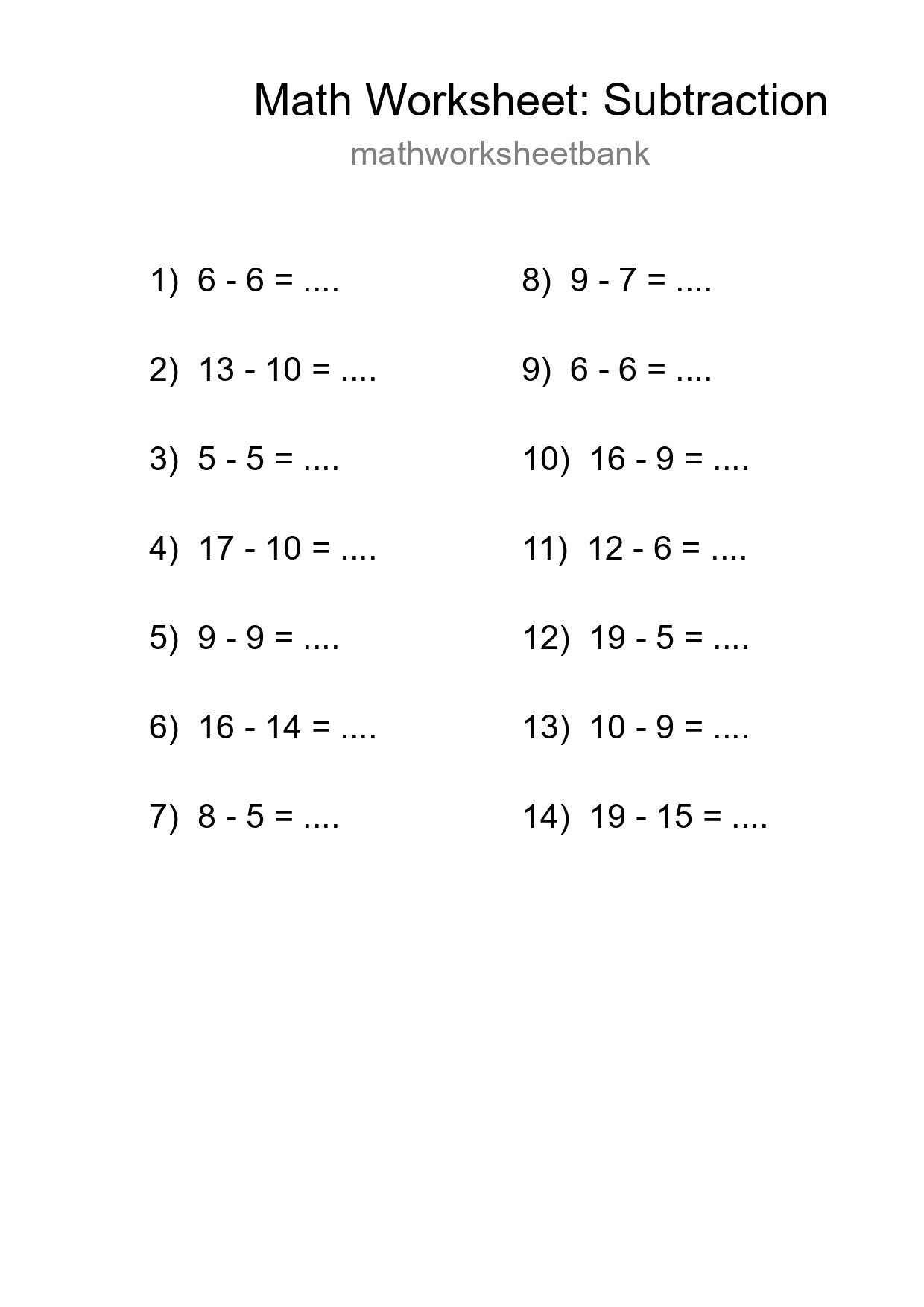 Free 14 Subtraction Math Worksheet For Grade 2 With Answers - Part 228