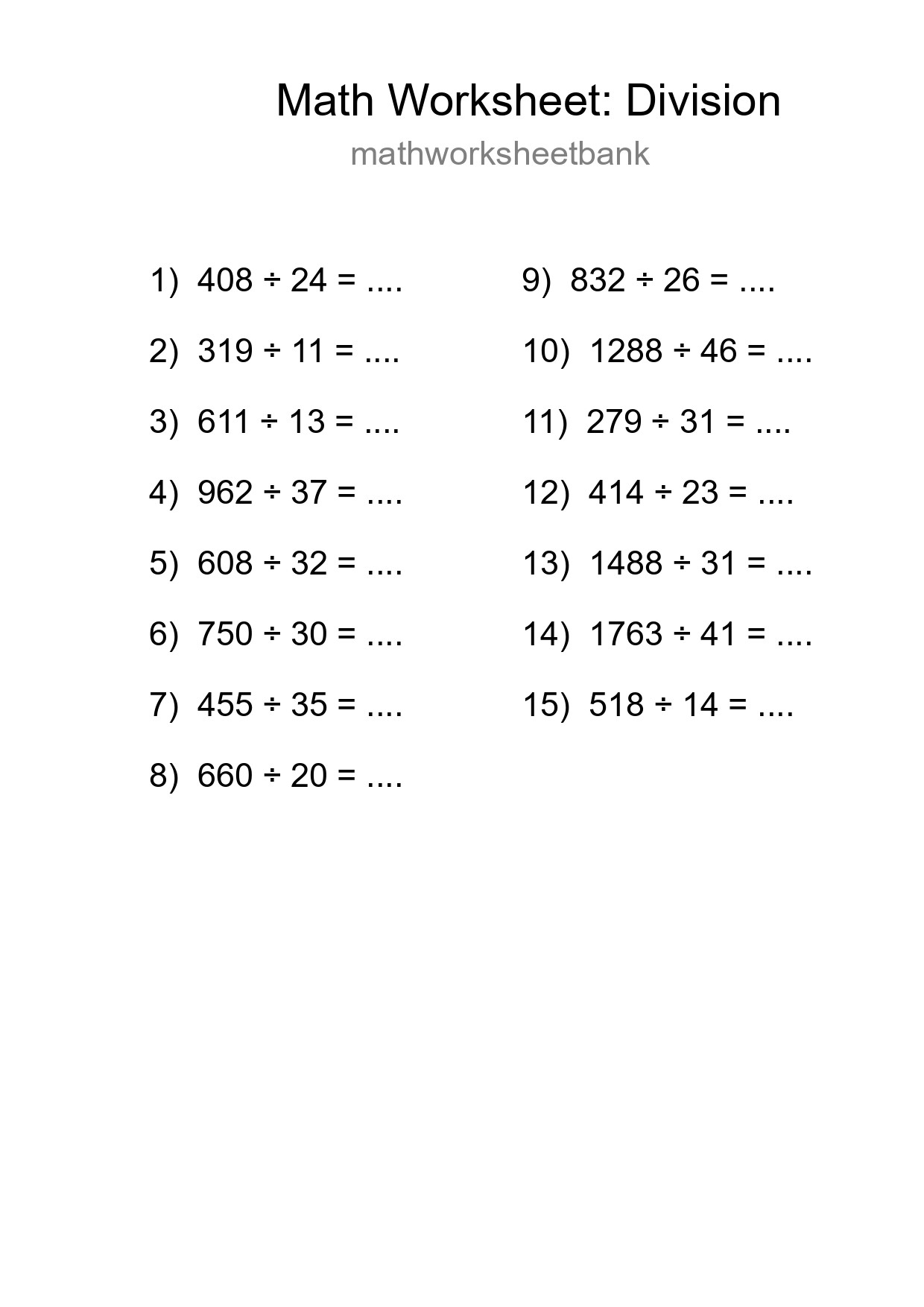 Free 15 Division Math Worksheet For Grade 2 - Part 114