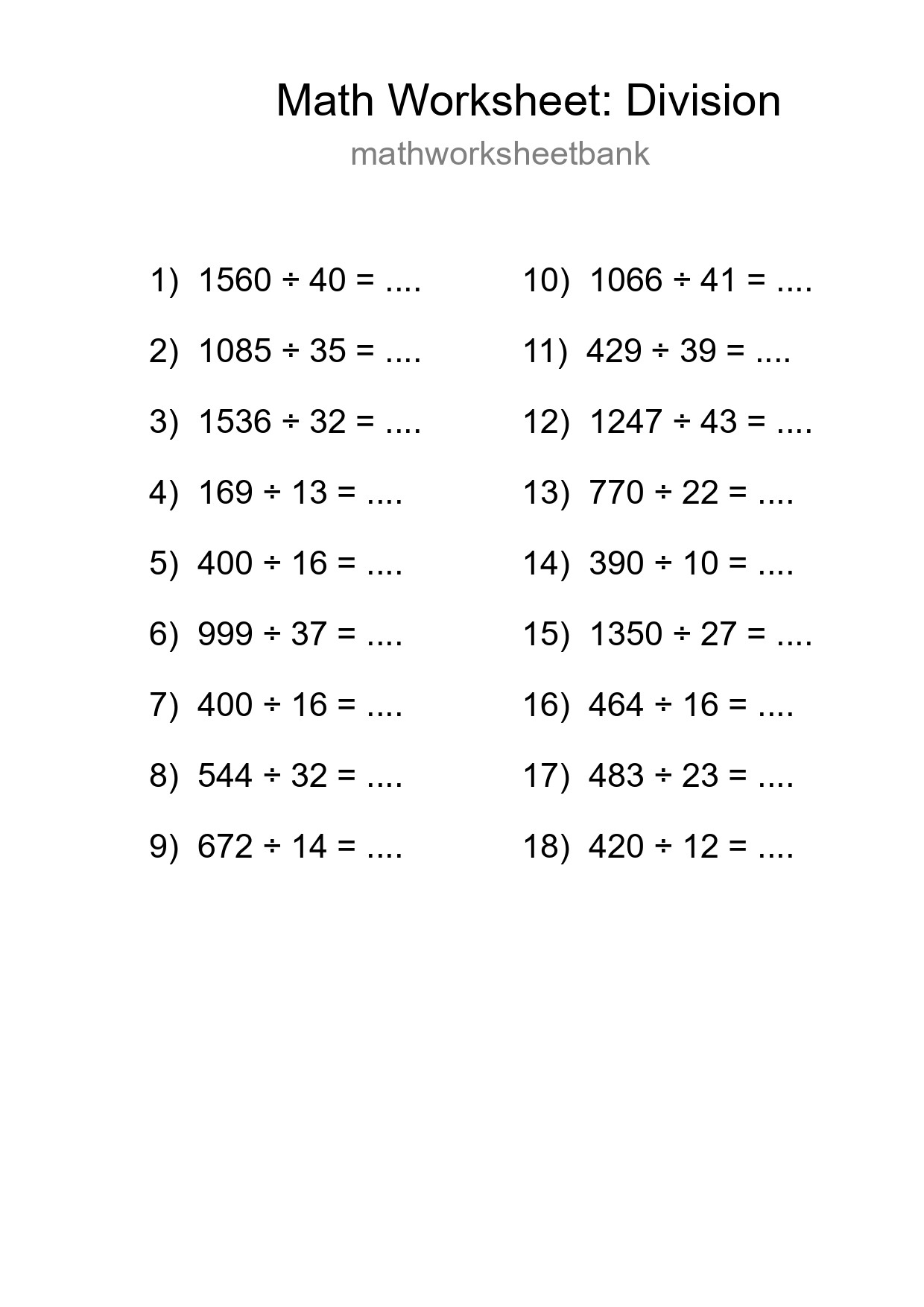 Free 18 Division Math Worksheet For Grade 2 With Answers - Part 104