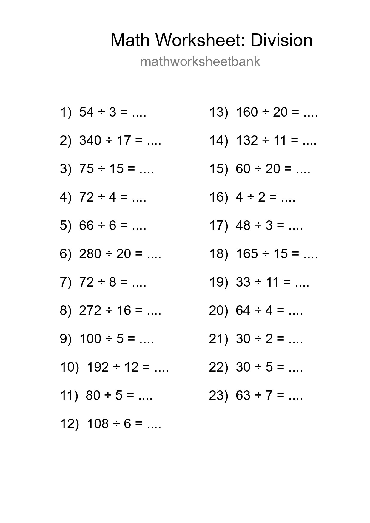 Free 23 Division Math Worksheet For Grade 2 - Part 94