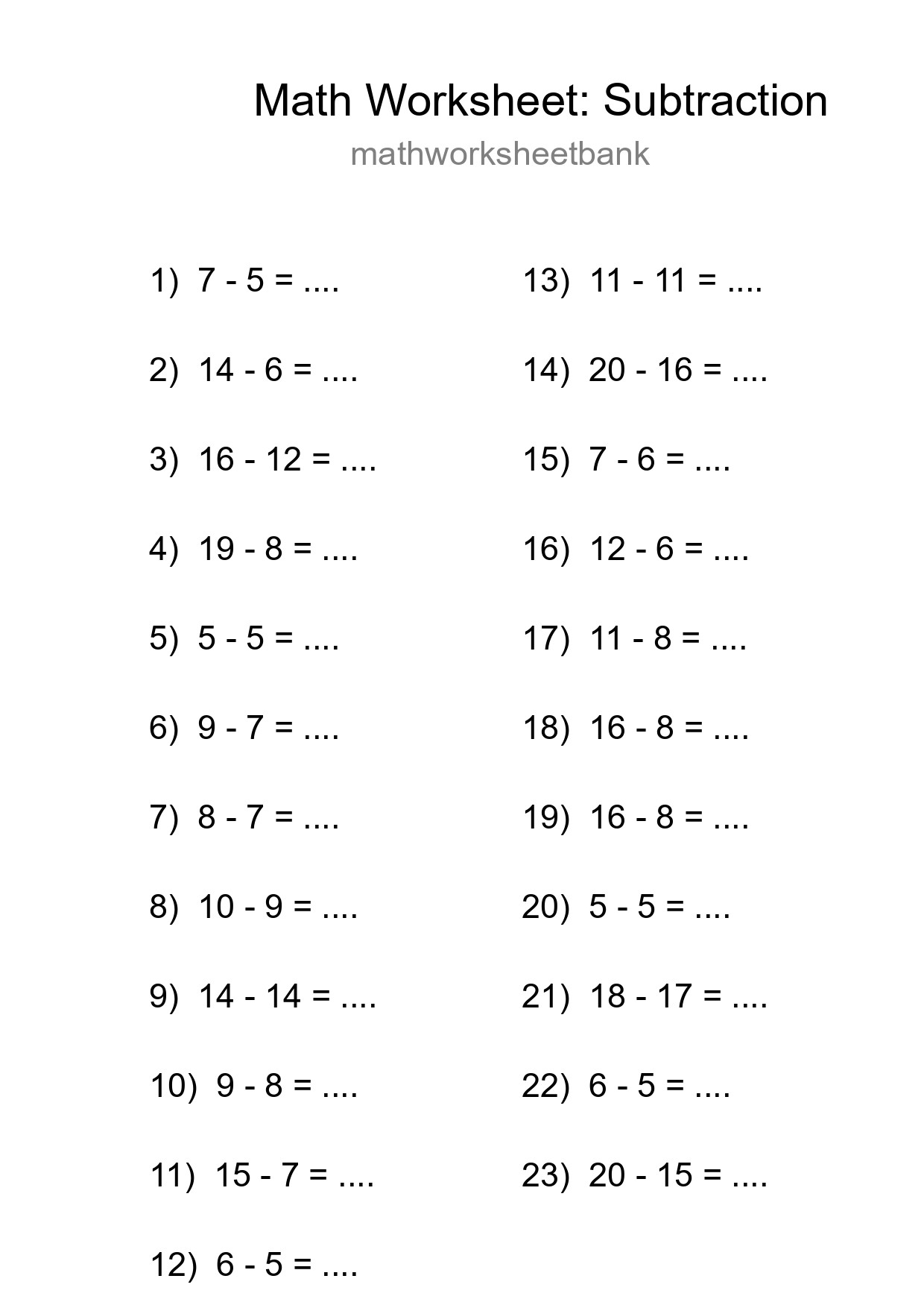 Free 23 Subtraction Math Worksheet For Grade 2 - Part 218