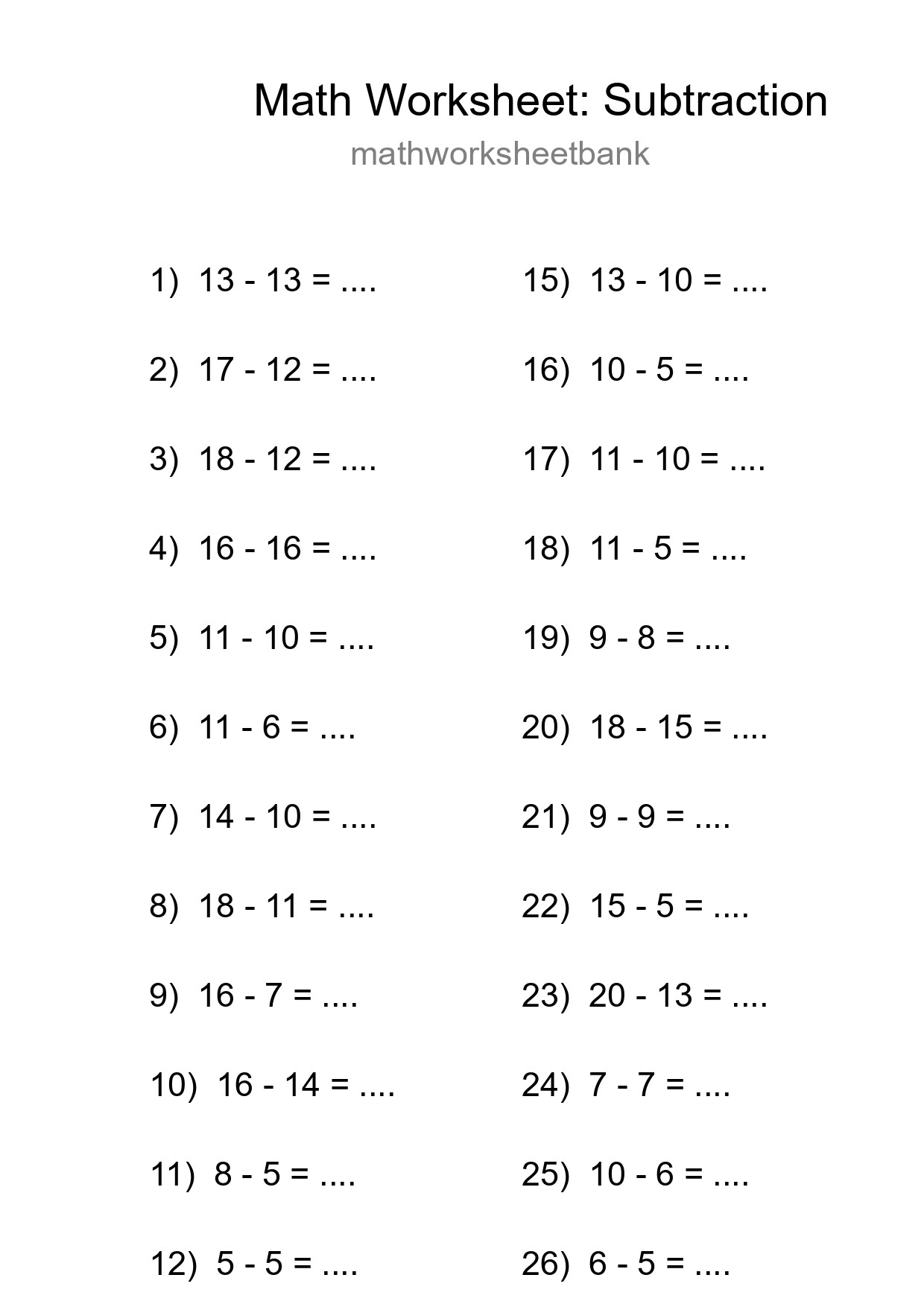 Free 27 Subtraction Math Worksheet For Grade 2 - Part 238