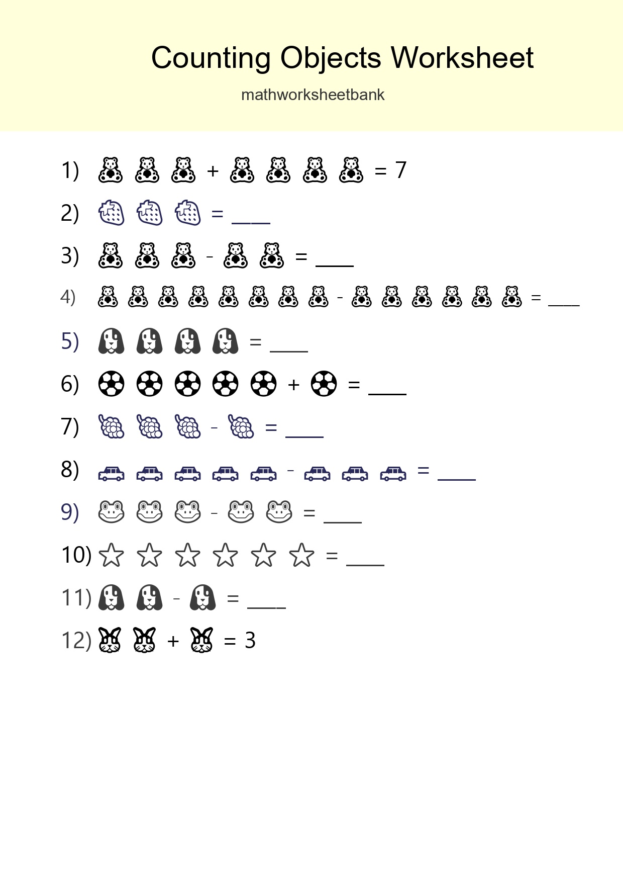 Free Counting Objects Worksheet For Kindergarten - Part 153