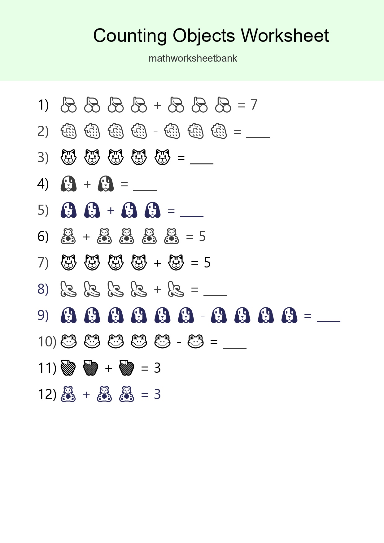 Free Counting Objects Worksheet For Kindergarten - Part 173