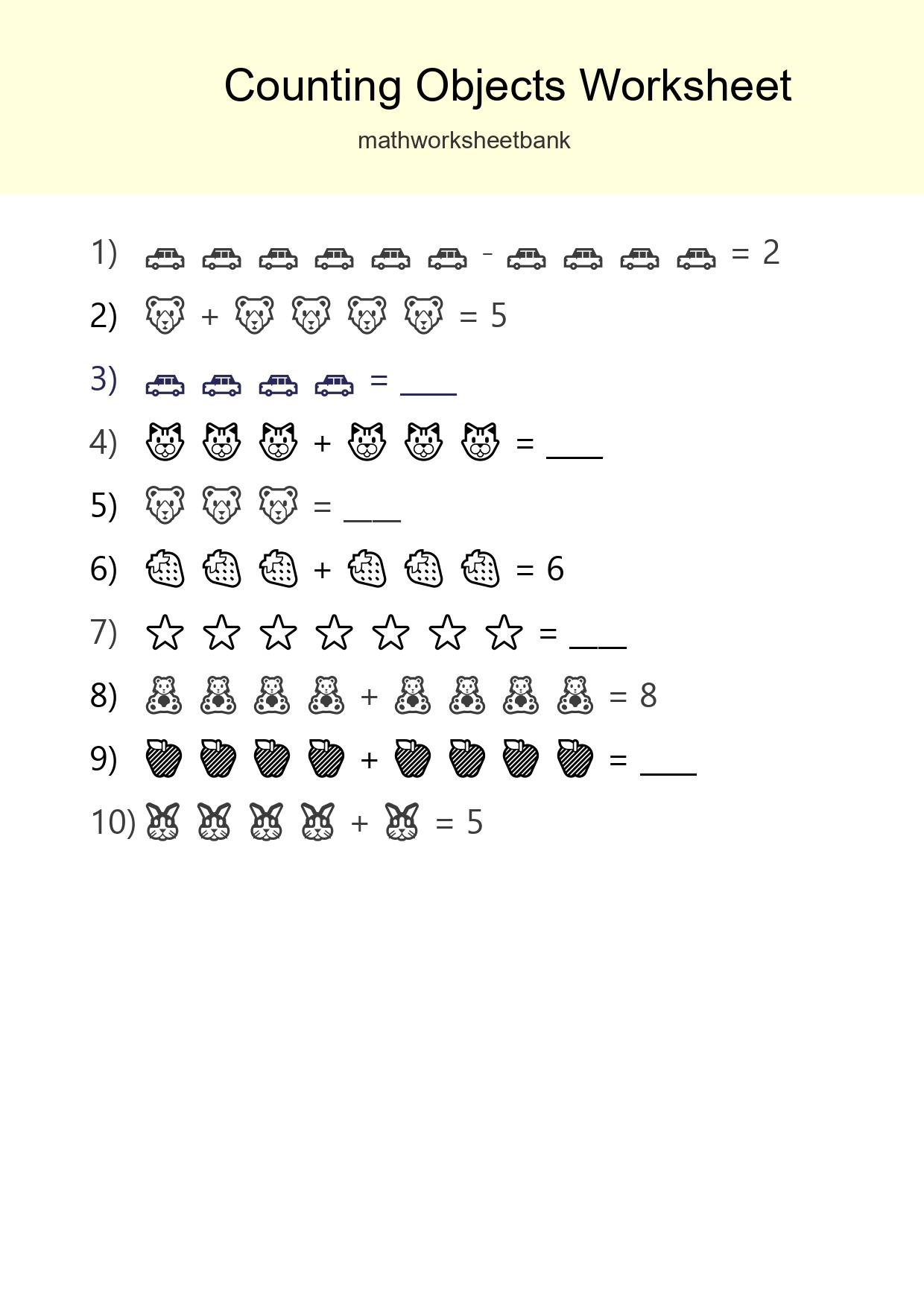 Free Counting Objects Worksheet For Kindergarten - Part 213
