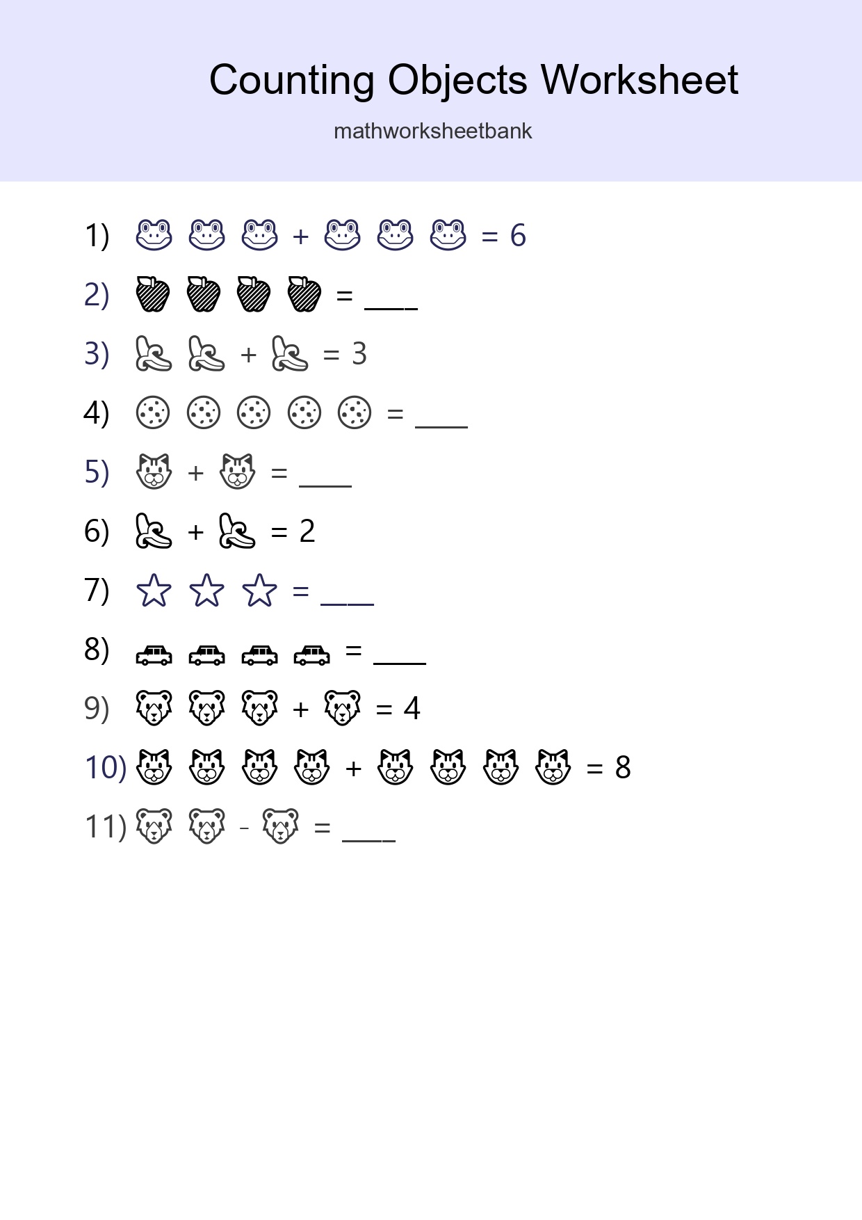 Free Counting Objects Worksheet For Kindergarten - Part 3