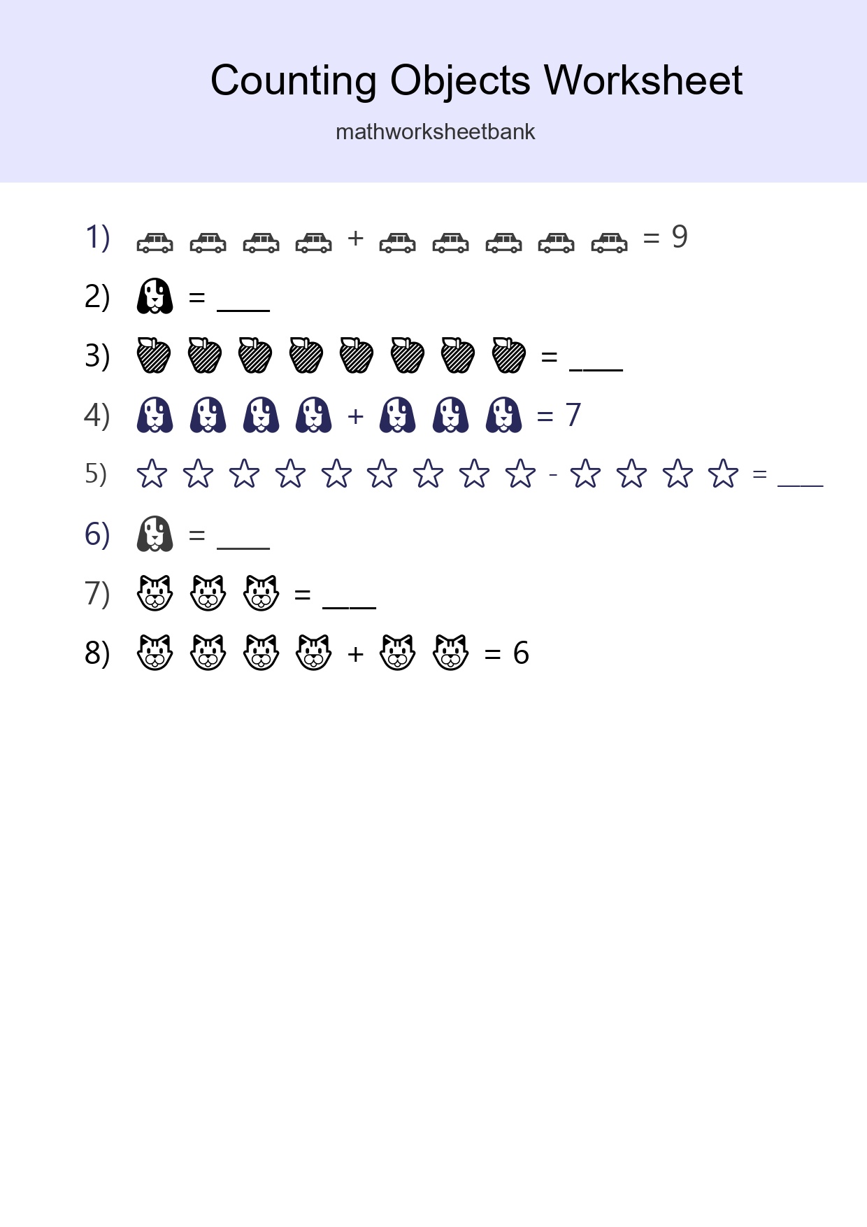 Free Counting Objects Worksheet For Kindergarten Printable - Part 123