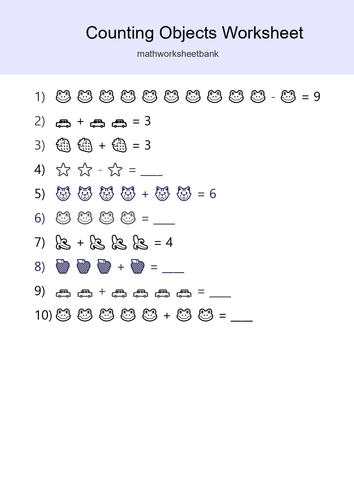 Free Counting Objects Worksheet For Kindergarten Printable - Part 133