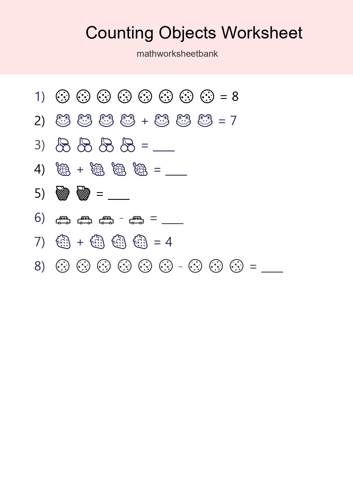 Free Counting Objects Worksheet For Kindergarten Printable - Part 143