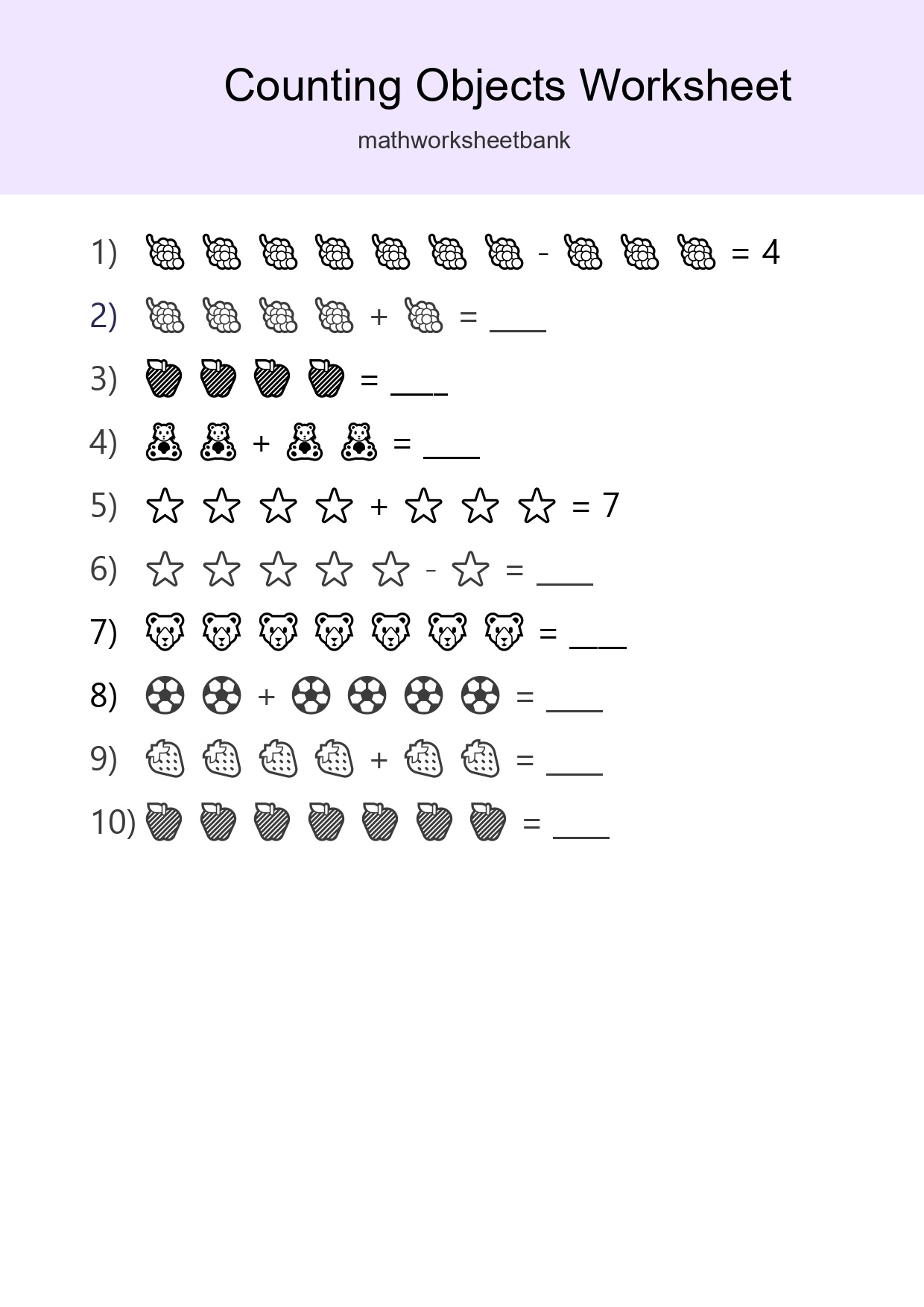 Free Counting Objects Worksheet For Kindergarten Printable - Part 23