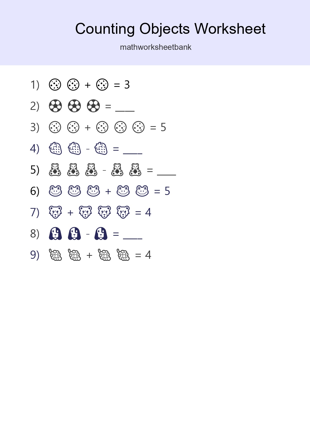 Free Counting Objects Worksheet For Kindergarten Printable - Part 233