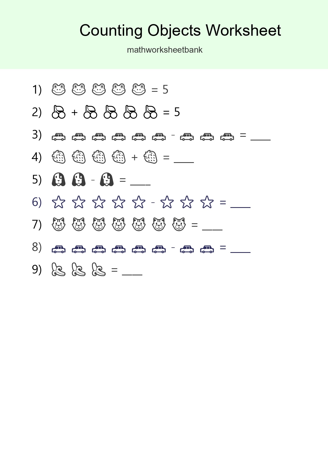 Free Counting Objects Worksheet For Kindergarten Printable - Part 293