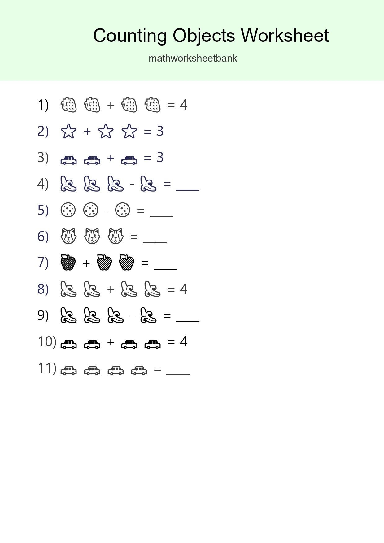 Free Counting Objects Worksheet For Pre-K - Part 273