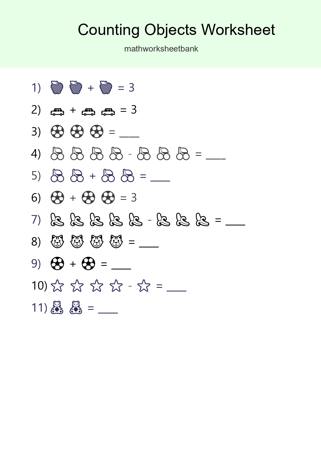 Free Counting Objects Worksheet For Pre-K Printable - Part 163