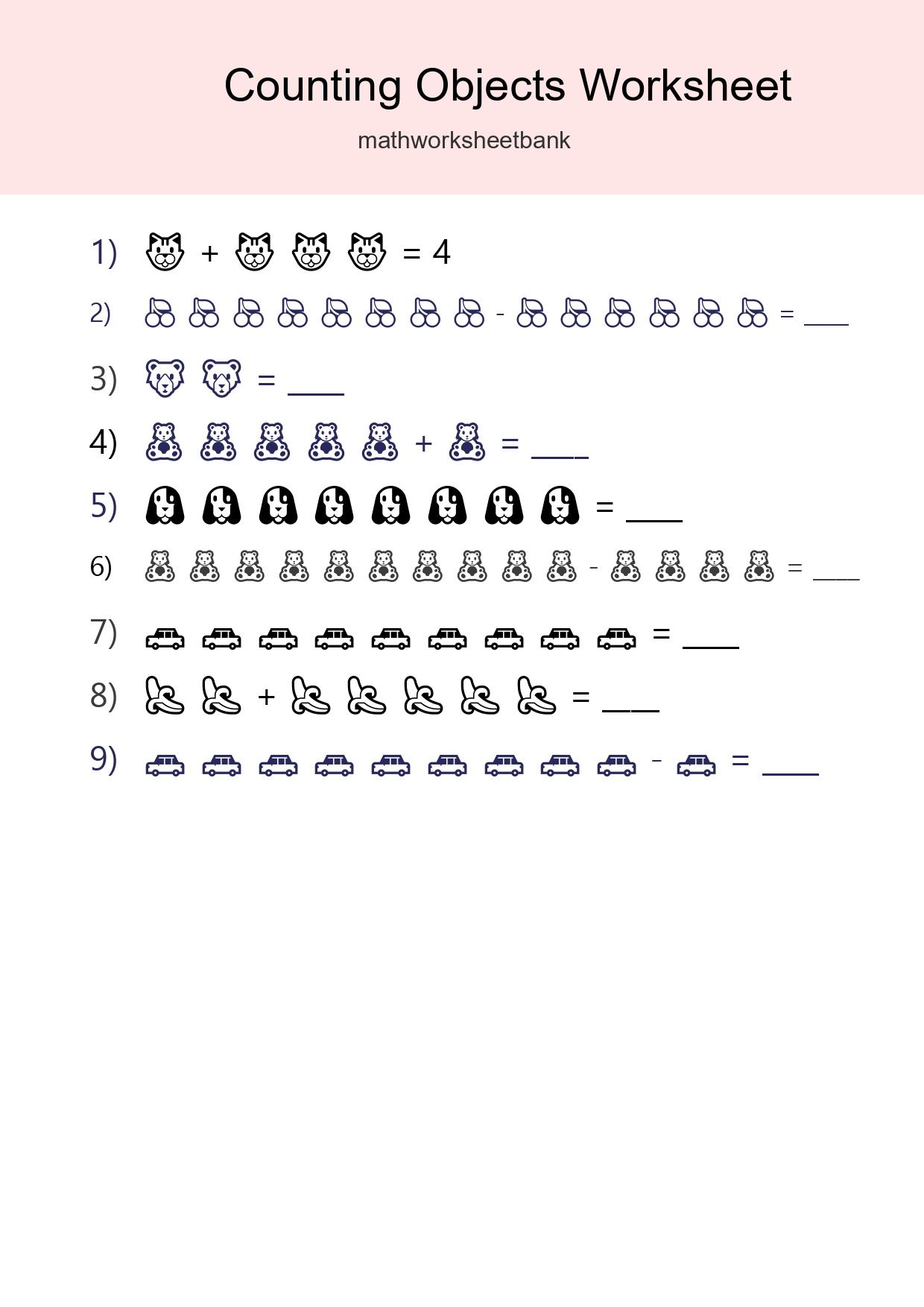 Kindergarten Count The Objects Worksheet - Part 13