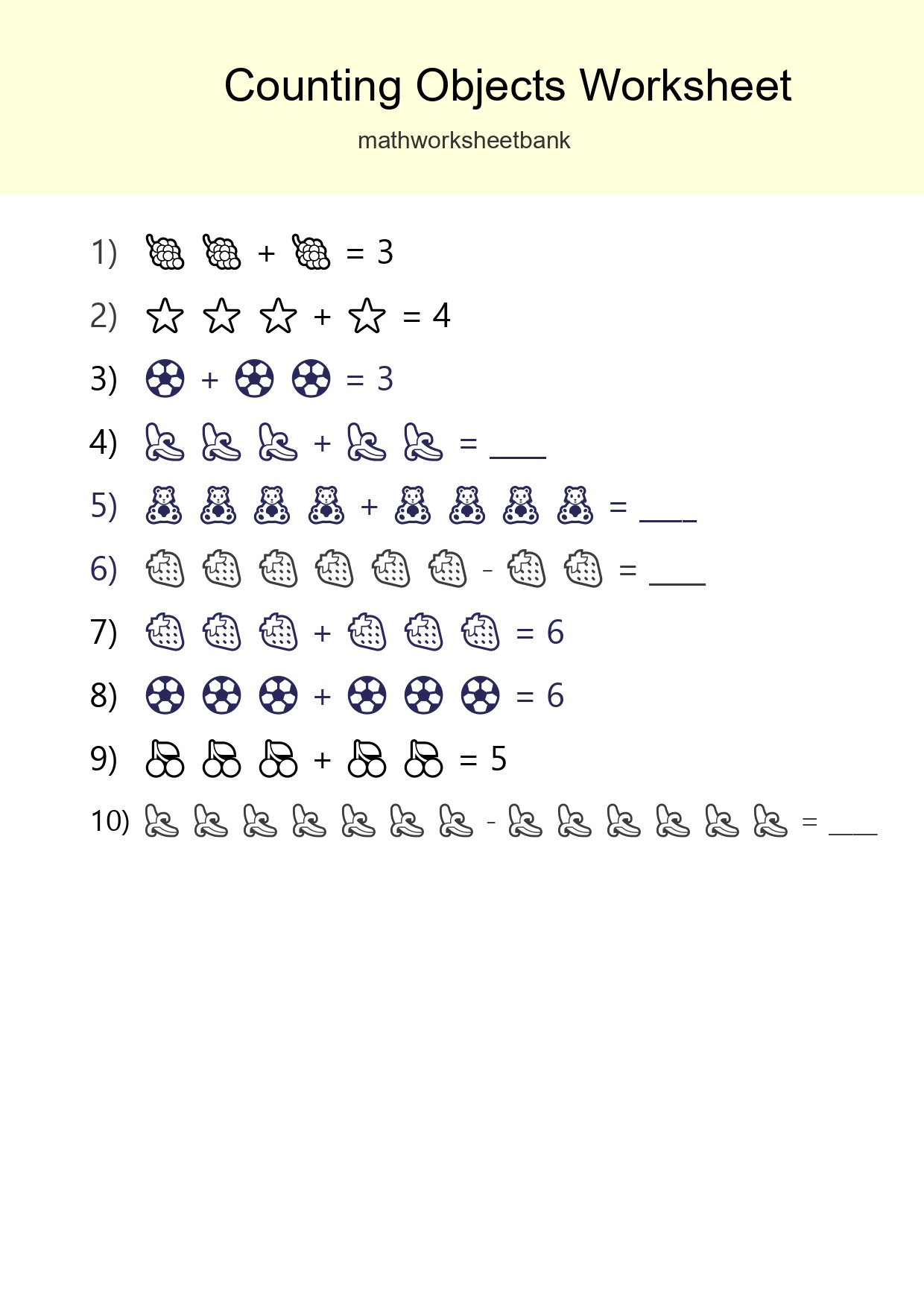 Kindergarten Count The Objects Worksheet - Part 263