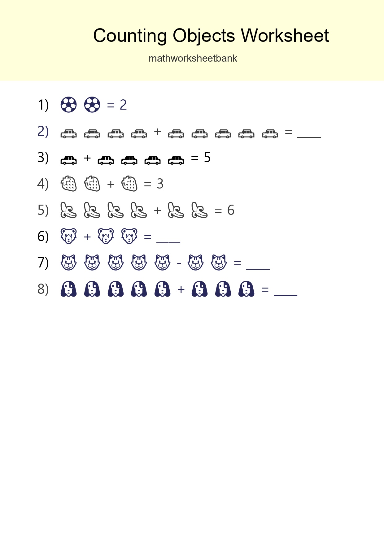Kindergarten Count The Objects Worksheet - Part 283