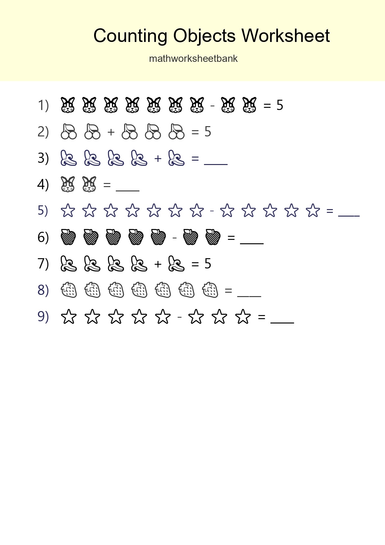 Kindergarten Count The Objects Worksheet - Part 93