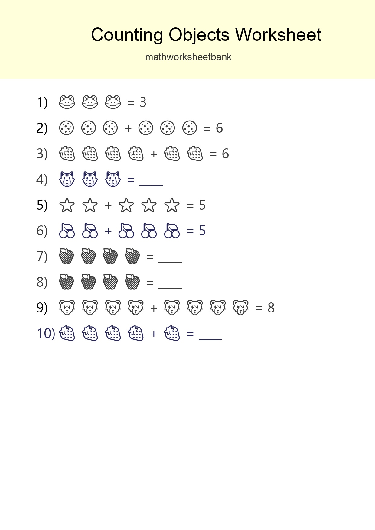 Learn Counting With Pictures Worksheet (Kindergarten) - Part 193