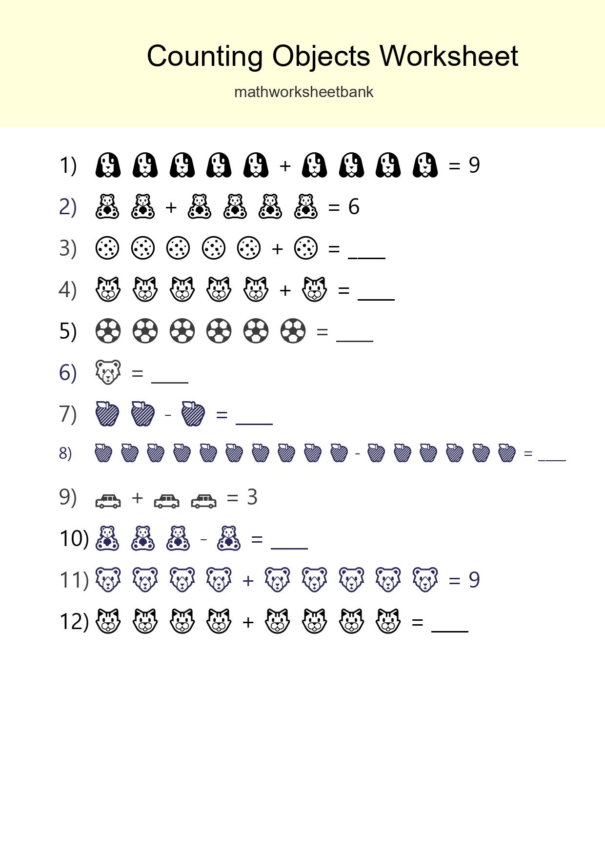 Learn Counting With Pictures Worksheet (Kindergarten) - Part 223